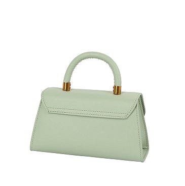 Twist Lock Flap Satchel Crossbody Bag