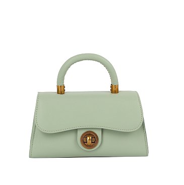 Twist Lock Flap Satchel Crossbody Bag