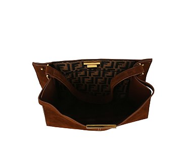 Faux Suede Twist Lock Top Handle Satchel