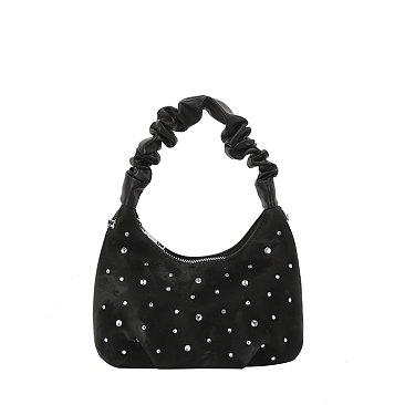Studded Ruched Handle Satchel