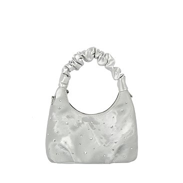 Studded Ruched Handle Satchel