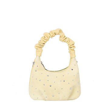 Studded Ruched Handle Satchel