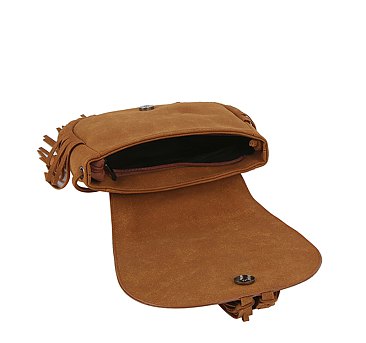 Fashion Flap Fringe Saddle Crossbody Bag