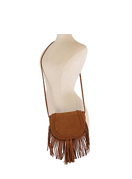 Fashion Flap Fringe Saddle Crossbody Bag
