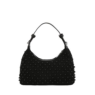 Pearl Stud Baguette Shoulder Bag