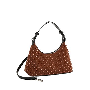 Pearl Stud Baguette Shoulder Bag
