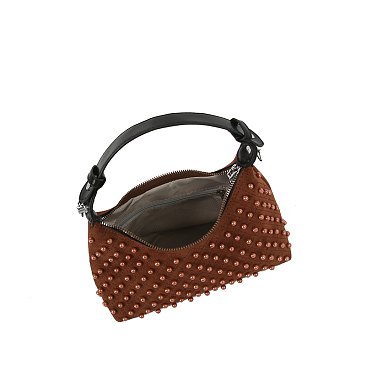 Pearl Stud Baguette Shoulder Bag