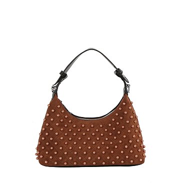Pearl Stud Baguette Shoulder Bag