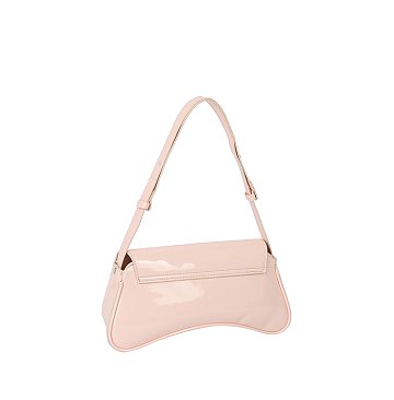 Glossy Saddle Flap Shoulder Bag
