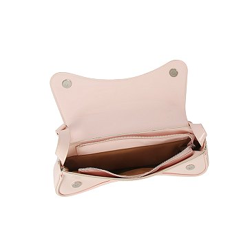 Glossy Saddle Flap Shoulder Bag