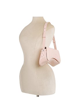 Glossy Saddle Flap Shoulder Bag