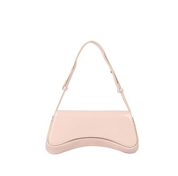 Glossy Saddle Flap Shoulder Bag