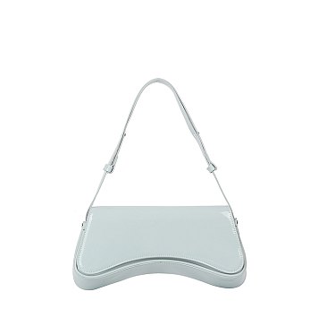 Glossy Saddle Flap Shoulder Bag