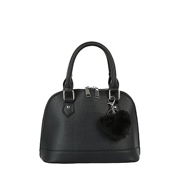 Textured Dome Charm Satchel