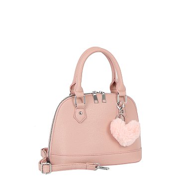 Textured Dome Charm Satchel