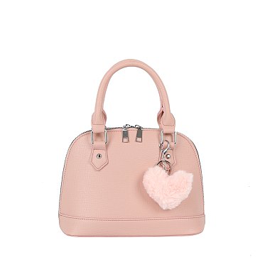 Textured Dome Charm Satchel