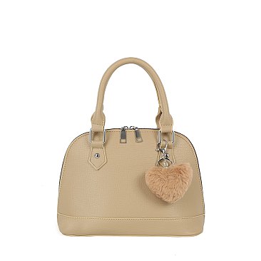 Textured Dome Charm Satchel