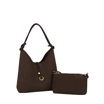 Faux Suede 2-in-1 Shoulder Bag
