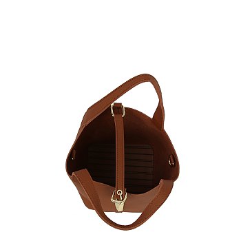 Fashion Buckle Flap 2-in-1 Bucket Bag