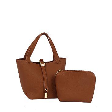Fashion Buckle Flap 2-in-1 Bucket Bag