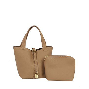 Fashion Buckle Flap 2-in-1 Bucket Bag
