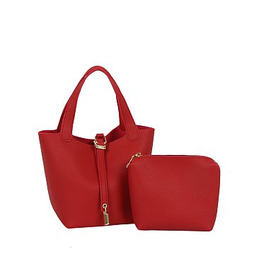 Fashion Buckle Flap 2-in-1 Bucket Bag