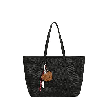 Fashion Woven Charm Shopper Tote Bag