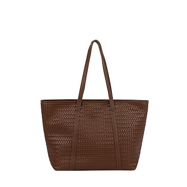 Fashion Woven Charm Shopper Tote Bag
