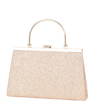 Glitter Crystal Top Handle Clutch Evening Bag