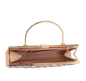 Glitter Crystal Top Handle Clutch Evening Bag