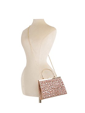 Glitter Crystal Top Handle Clutch Evening Bag