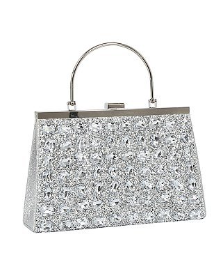 Glitter Crystal Top Handle Clutch Evening Bag