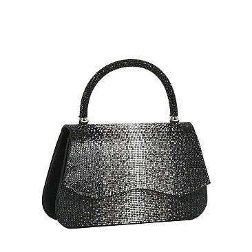 Rhinestone Satin Top Handle Clutch Satchel