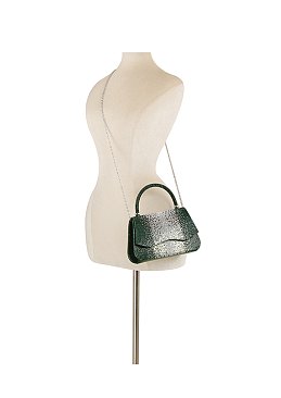 Rhinestone Satin Top Handle Clutch Satchel