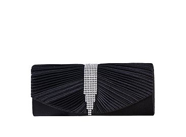 Rhinestone Pleated Clutch