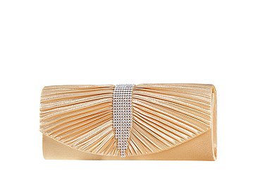 Rhinestone Pleated Clutch