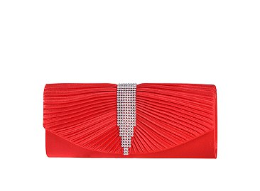 Rhinestone Pleated Clutch