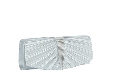 Rhinestone Pleated Clutch