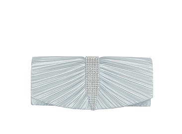 Rhinestone Pleated Clutch