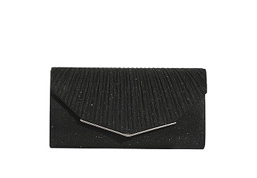 Glitter Pleated Envelope Clutch