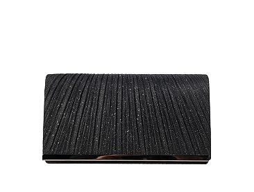 Glitter Pleated Flap Clutch