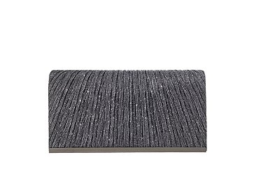 Glitter Pleated Flap Clutch
