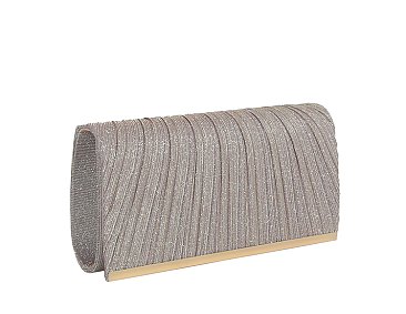 Glitter Pleated Flap Clutch