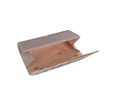 Glitter Pleated Flap Clutch