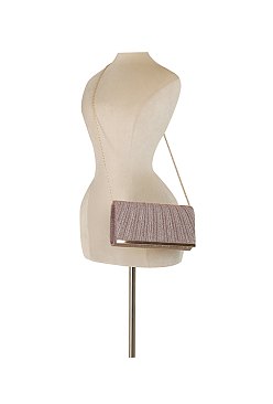Glitter Pleated Flap Clutch