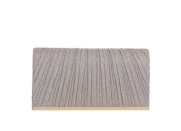 Glitter Pleated Flap Clutch