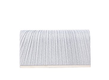 Glitter Pleated Flap Clutch