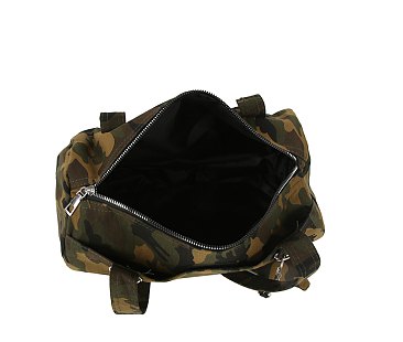 Camo Canvas Barrel Bag