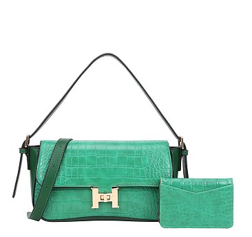 H - Accent Crocodile 2-in-1 Satchel With Wallet