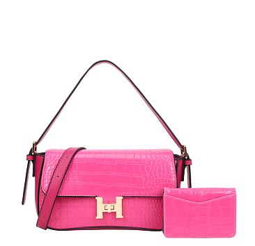 H - Accent Crocodile 2-in-1 Satchel With Wallet